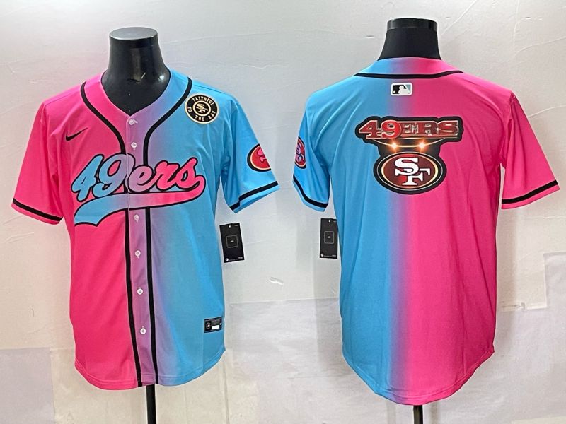 Men 2025 San Francisco 49ers Blank Blue pink Nike Limited NFL Jersey style 025->san francisco 49ers->NFL Jersey